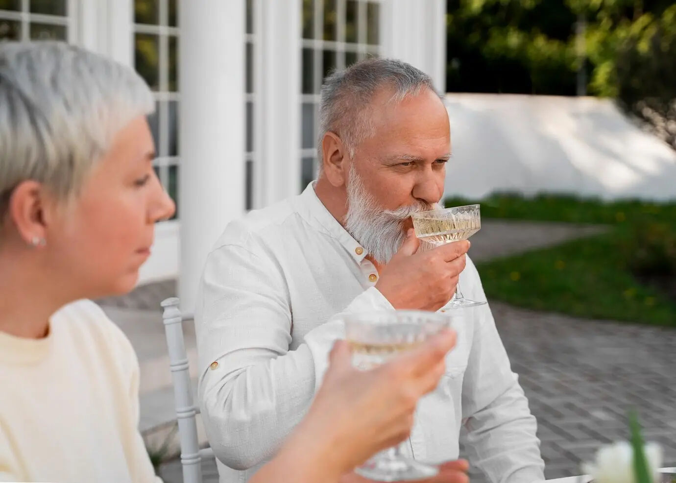 Side view of a couple celebrating a birthday