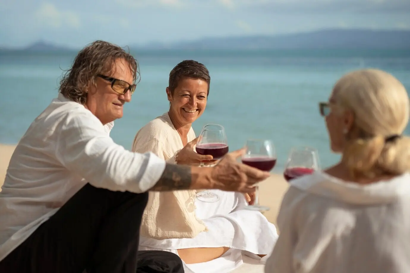 Elderly people enjoying themselves at the beach